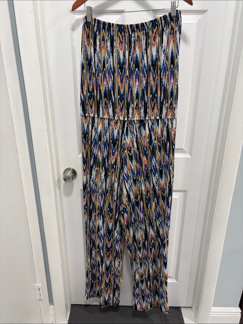 Mlle Gabrielle Multicolor Ikat Strapless Wide-Leg Jumpsuit